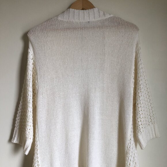 Dex Crochet Knit Pocketed Half Sleeve Open Cardigan - Picture 5 of 14